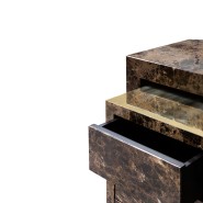 Bureau 145 - Lapiaz - Wood veneer desk with elegant polished brass surface - Pacific Compagnie.