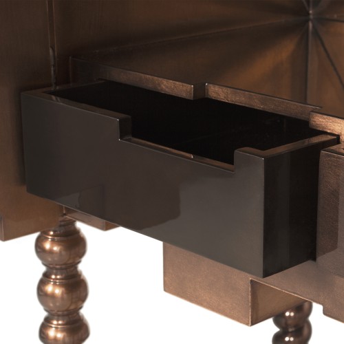 Cabinet 145 - D. heritage - Natural wood and brass luxury bar cabinet with heritage design - Pacific Compagnie.