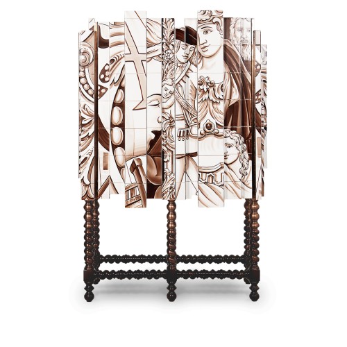 Cabinet 145 - D. heritage - Heritage style wooden cabinet with brass details for luxury bars - Pacific Compagnie.