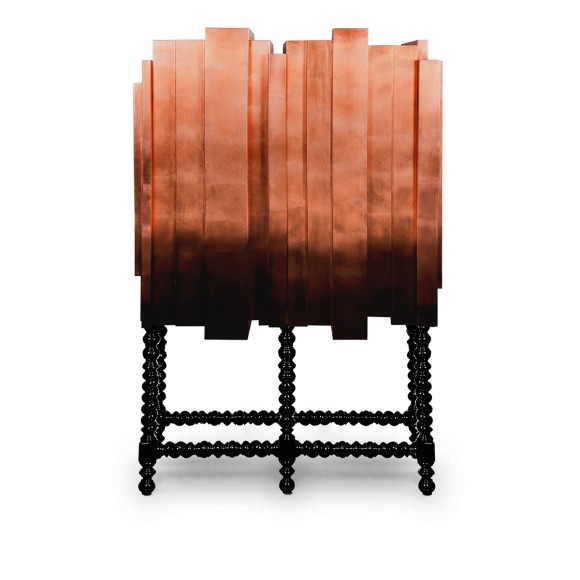 Cabinet 145 - D. manuel - Handcrafted wooden bar cabinet with brass and natural wood elements - Pacific Compagnie.