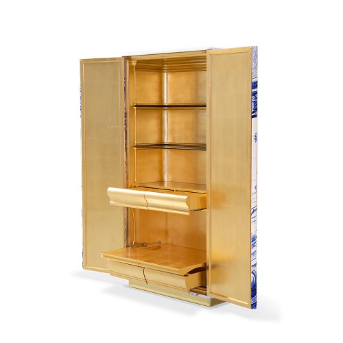 Cabinet 145 - Heritage - Cabinet en carreaux peints et bois, avec des accents en laiton - Pacific Compagnie.