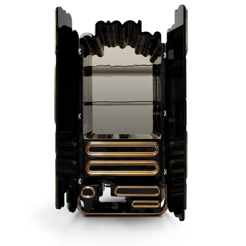 Cabinet 145 - Oblong - Wooden and metal bar storage cabinet with natural finish - Pacific Compagnie.