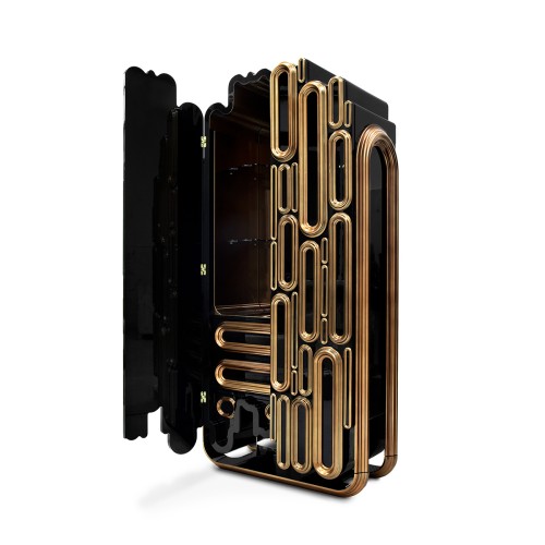 Cabinet 145 - Oblong - Luxury bar cabinet with wooden and metal construction and oblong shape - Pacific Compagnie.