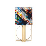 Cabinet 145 - Pixel - Cabinet ornemental avec miroir et tissu - Pacific Compagnie.