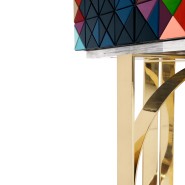 Cabinet 145 - Pixel - Rangement en vert et multicolore avec touches or - Pacific Compagnie.