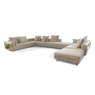 Canapé modulaire 145 - Imperfectio - Cream modular sofa with polished brass details - Pacific Compagnie.