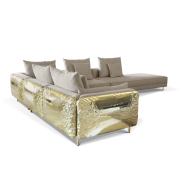 Canapé modulaire 145 - Imperfectio - Luxury modular sofa in cream and polished brass, custom size available - Pacific Compagnie.