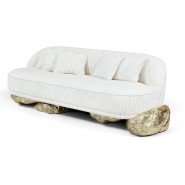Canapé 145 - Angra - Modern white sofa with woodwork and upholstery, 70cm high - Pacific Compagnie.