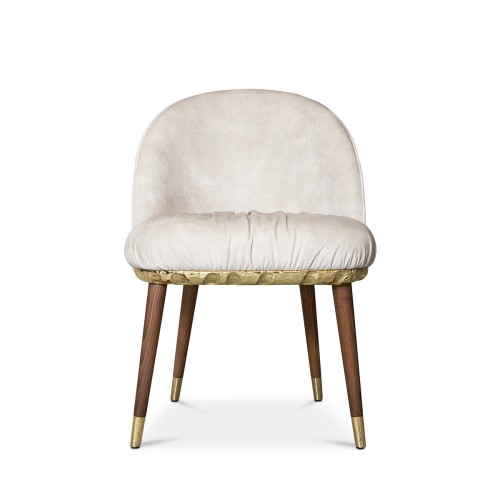 Chaise de salle à manger 145 - Imperfectio - Polished brass dining chair with upholstered seat - Pacific Compagnie.