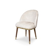 Chaise de salle à manger 145 - Imperfectio - Wooden dining chair with polished brass hardware and upholstered cushion - Pacific