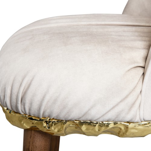 Chaise de salle à manger 145 - Imperfectio - Chaise de salle à manger avec patte en laiton poli et bois - Pacific Compagnie.