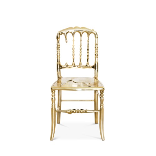 Chaise 145 - Emporium - Elegant silver and gold chair with aluminium casting frame - Pacific Compagnie.