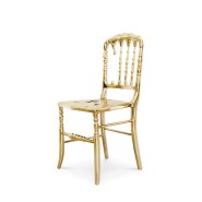 Chaise 145 - Emporium - Modern chair with synthetic fur and chromium painting in silver and gold - Pacific Compagnie.