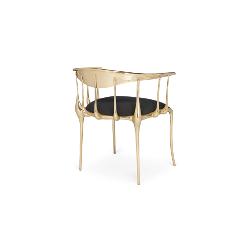 Chaise 145 - N11 - Luxury brass chair with upholstered seat - Pacific Compagnie.