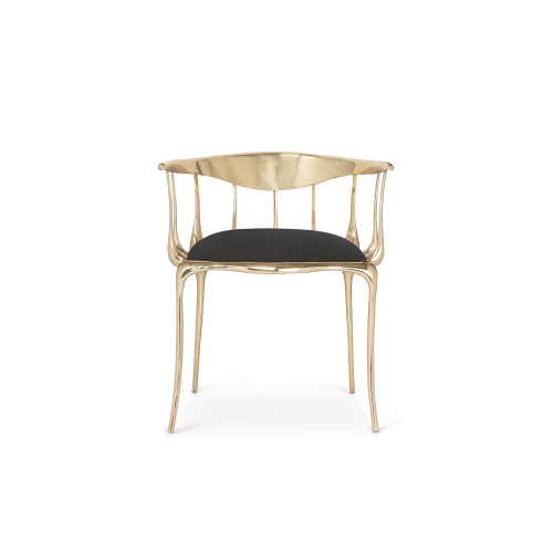 Chaise 145 - N11 - Solid brass chair with varnish coat finish and upholstered seat - Pacific Compagnie.