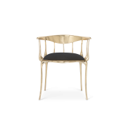 Chaise 145 - N11 - Chaise de salon en laiton massif avec assise en tissu synthétique, style moderne - Pacific Compagnie.