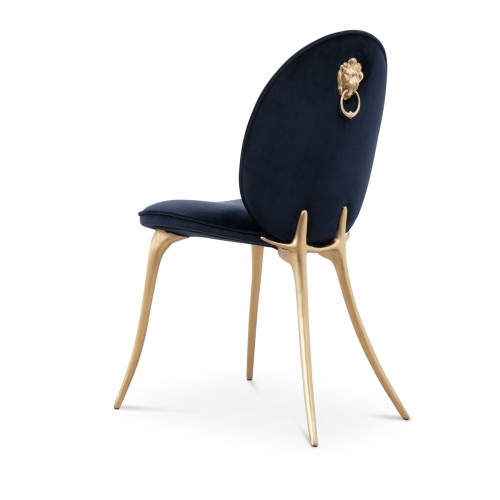 Chaise 145 - Soleil - Chaise en bleu et crème avec des détails en or pour une décoration unique - Pacific Compagnie.