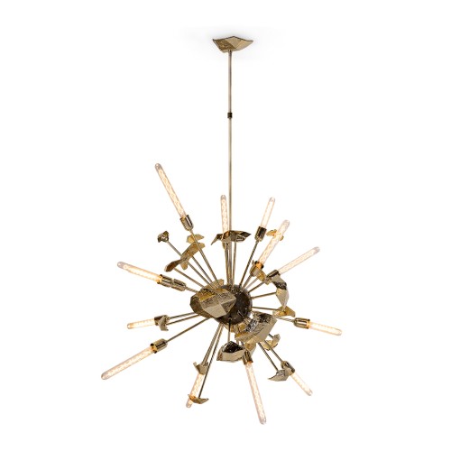 Chandelier 145 - Supernova - Chandelier en laiton coulé avec finition gun black - Pacific Compagnie.