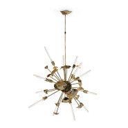 Chandelier 145 - Supernova - Chandelier en laiton plaqué or avec ampoules LED filament - Pacific Compagnie.