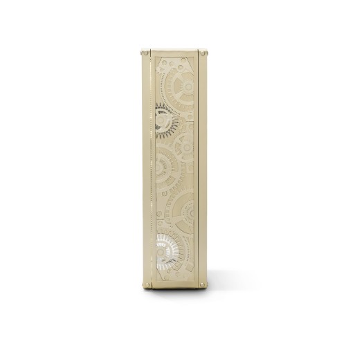 Coffre - fort de luxe 145-Baron Matte Champagne - Stainless steel luxury safe with walnut wood tones - Pacific Compagnie.