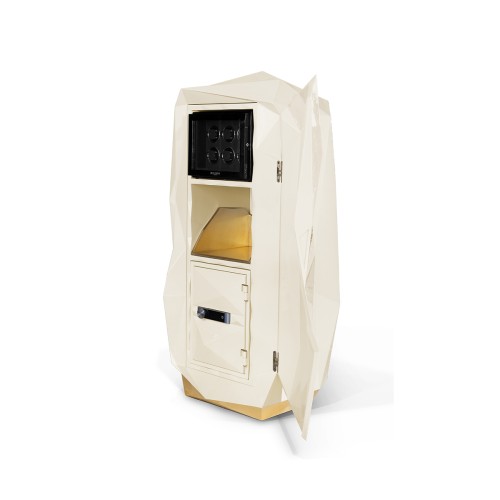 Coffre - fort de luxe 145-Diamond Black - Luxury black safe with gold detailing and glass components - Pacific Compagnie.