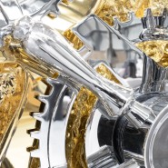 Coffre - fort de luxe 145-Millionaire - Luxury safe with silver and black finish, featuring wood and stainless steel constructio