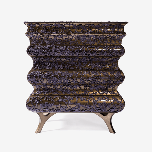 Commode 145 - Crochet - Ornate Commode with carved brass motif - Pacific Compagnie.