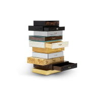 Commode 145 - Frank | Commode en placages bois et verre avec feuille de cuivre - Pacific Compagnie.