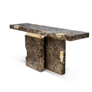 Console 145 - Empire - High-end wood and marble console table with golden brass hardware - Pacific Compagnie.