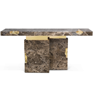 Console 145 - Empire - Console en marbre et laiton de style Empire, faite de marbre naturel et de bois, avec des détails en lait