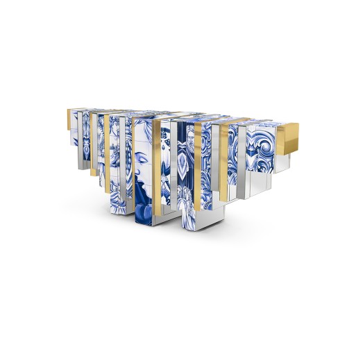 Console 145 - Heritage - Luxury wood and brass console with glass details - Pacific Compagnie.