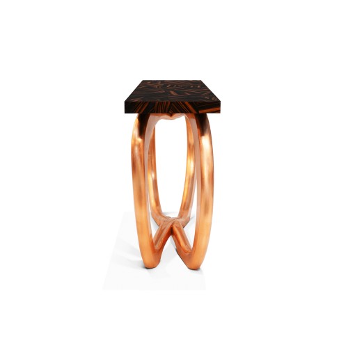 Console 145 - Infinity - Luxury wooden console table with copper leaf accents - Pacific Compagnie.