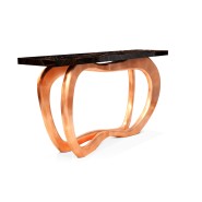 Console 145 - Infinity - Natural wood and copper leaf console for modern living rooms - Pacific Compagnie.