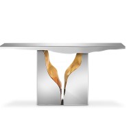 Console 145 - Lapiaz - Console en bois noir avec détails en laiton, style sobre - Pacific Compagnie.