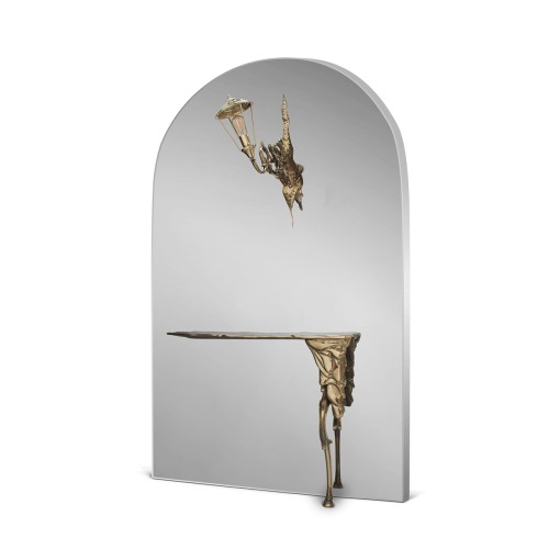 Console 145 - Lumiere - Natural wood and brass console with elegant design - Pacific Compagnie.