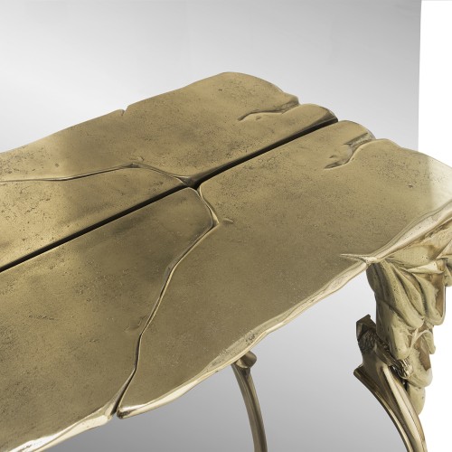 Console 145 - Lumiere - Console design en bois et laiton avec dimensions imposantes - Pacific Compagnie.