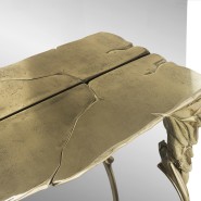 Console 145 - Lumiere - Console design en bois et laiton avec dimensions imposantes - Pacific Compagnie.