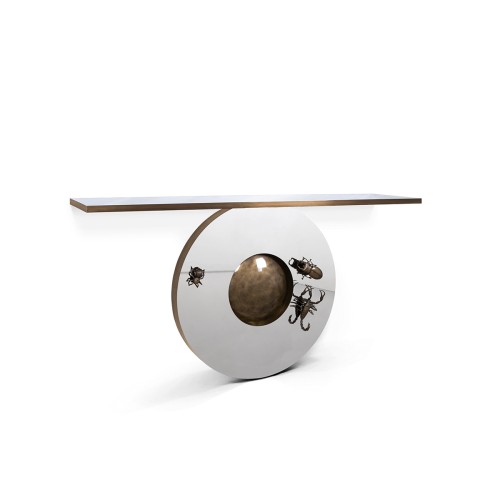 Console 145 - Metamorphosis - Console design en bois, finition or - Pacific Compagnie.