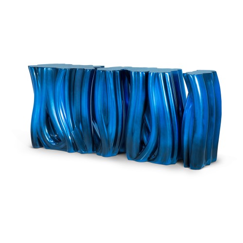 Console 145 - Monochrome - Modern gold accent console with fiberglass and polyurethane construction - Pacific Compagnie.