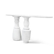 Console 145 - Pietra - Wooden console table with brass accents in nero marquina and carrara colors - Pacific Compagnie.