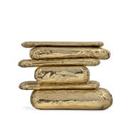 Console 145 - Stonehenge - Elegant marble and wood combination console - Pacific Compagnie.