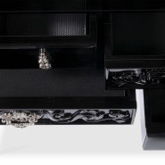 Console 145 - York - Elegant brass-accented console with storage, in black and white - Pacific Compagnie.