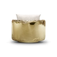 Fauteuil 145 - Imperfectio - Armchair with polished brass base and seat height of 40 cm - Pacific Compagnie.