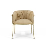 Fauteuil 145 - N11 - Brass armchair with suede fabric, solid brass frame - Pacific Compagnie.