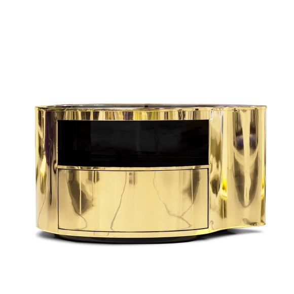 Table de nuit 145 - Wave - Luxury nightstand with gloss varnish and black lacquer base - Pacific Compagnie.