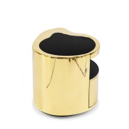 Table de nuit 145 - Wave - Table de nuit en or et noir avec matière en laiton poli - Pacific Compagnie.