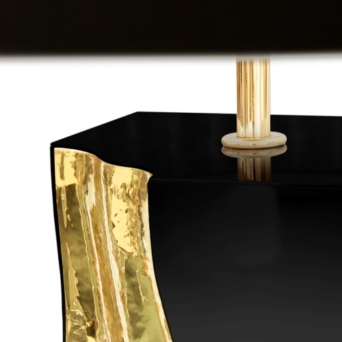 Lampe de table 145 - Lapiaz - Meuble de décoration avec base en acier inoxydable et détails organiques - Pacific Compagnie.