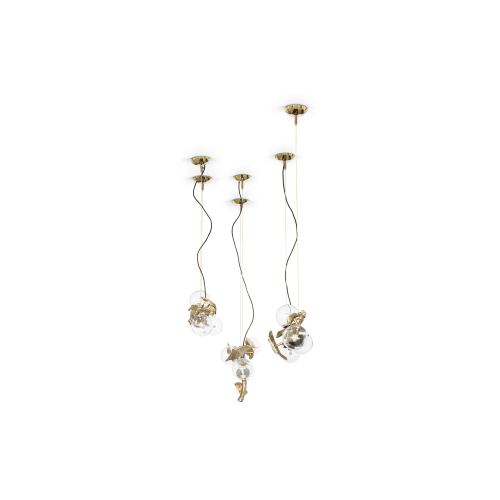 Lampe suspension 145 - Hera - Lampe suspension 145-Hera en laiton et transparent - Pacific Compagnie.