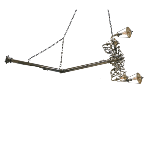 Lampe suspension 145 - Lumiere - Lampe en laiton avec cinq points lumineux, finition patinée - Pacific Compagnie.