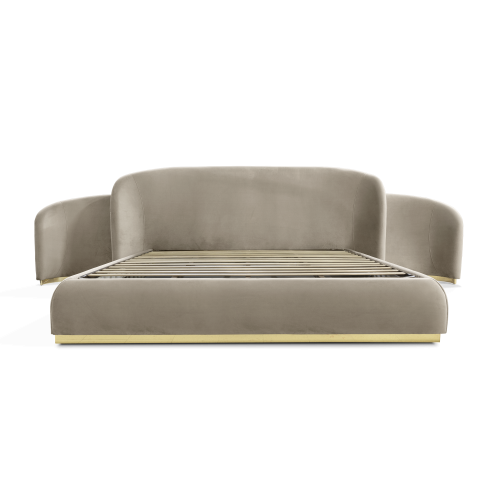 Lit 145 - Odette - Luxurious velvet bed with polished brass details - Pacific Compagnie.